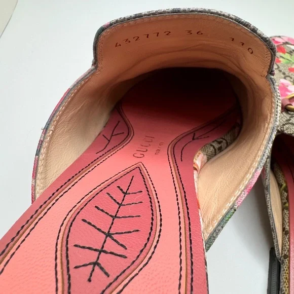 Gucci Princetown Mokassins Floral Mules GG Supreme Bloom Canvas Multicolor W 36 - Picture 10 of 16